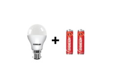 Eveready B22 Base 9-Watt LED Bulb (Cool Day Light) with Free 2 1015 AA carbon zinc batteries